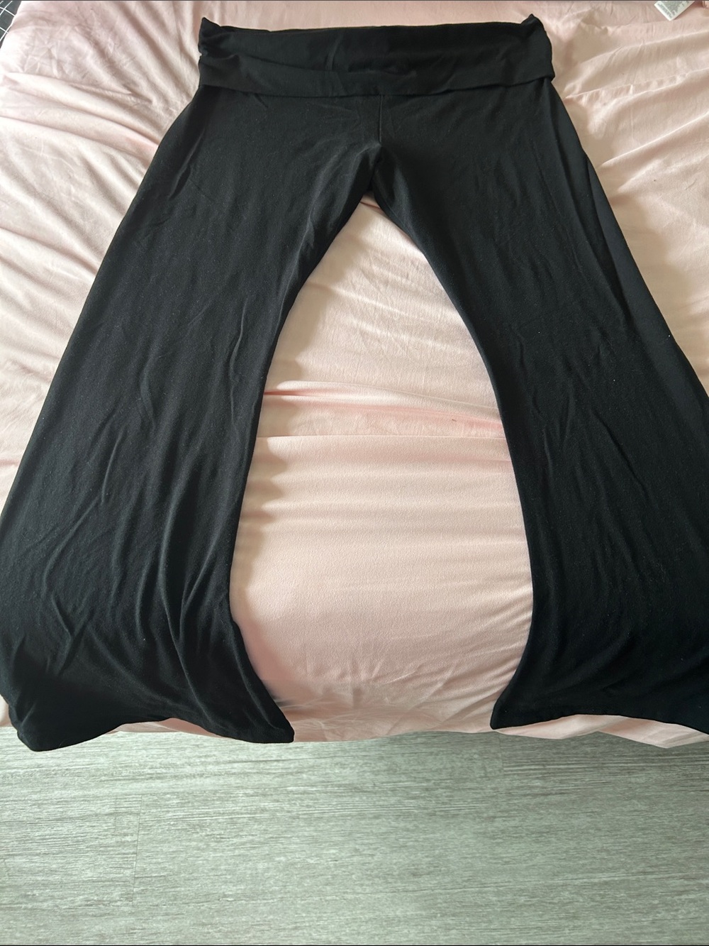 PINK Victoria's Secret Black Lounge Pants with Fold-Over Waistband